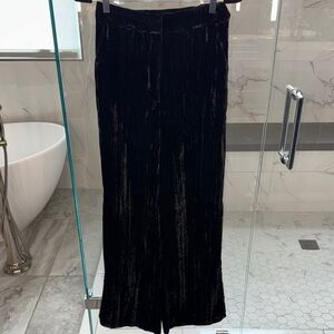 Good American Crinkle Black Velvet High Waist Flare Trousers